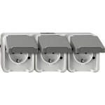 Merten MEG2391-8029 Schuko-Dreifach-Steckdose waagerecht angeordnet lichtgrau AQUASTAR 