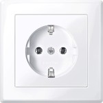 Merten MEG2401-1425 Schuko-Steckdose mit voller Abdeckplatte Schraub-Liftklemmen aktivweiß glänzend M-SMART 