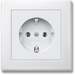 Merten MEG2401-1519 Schuko-Steckdose mit voller Abdeckplatte Schraub-Liftklemmen polarweiß M-SMART 