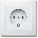 Merten MEG2401-1619 Schuko-Steckdose mit voller Abdeckplatte Schraub-Liftklemmen polarweiß Duroplast M-SMART 