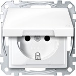 Merten MEG2414-0319 Schuko-Steckdose mit Klappdeckel IP44 Berührungsschutz Schraub- Liftklemmen polarweiß glänzend M-SMART 