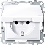 Merten MEG2414-0325 Schuko-Steckdose mit Klappdeckel IP44 Berührungsschutz Schraub- Liftklemmen aktivweiß glänzend M-SMART 
