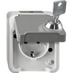 Merten MEG2423-8029 Schuko-Steckdose abschließbar mit gleichen Schließungen Schloss-Nr. 200 lichtgrau AQUASTAR 