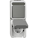 Merten MEG3495-8029 Kombination Schuko-Steckdose/ Wechselschalter lichtgrau AQUASTAR 