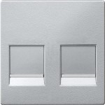 Merten MEG4562-0460 Zentralplatte für Modular Jack 2-fach mit Staubschutzschieber aluminium System M 