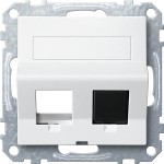 Merten MEG4568-0419 Schrägauslass 2-fach mit Tragring und Schriftfeld für Modular Jack polarweiß System M 