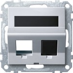 Merten MEG4568-0460 Schrägauslass 2-fach mit Tragring und Schriftfeld für Modular Jack aluminium System M 
