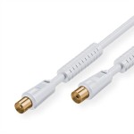 Value 11.99.4470 Antennenkabel mit Ferrite Stecker / Buchse weiß 1,5 Meter 