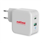 roline 19.11.1041 USB Charger mit Euro-Stecker 2 Port (Typ-A QC3.0 Typ-C PD) 65W 