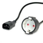 Value 19.99.1117 Netzkabel C14-Stecker auf Schutzkontakt-Buchse schwarz 0,3 Meter 