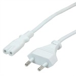 Value 19.99.2090 Netzkabel Euro-Flachstecker auf C7 2polig weiß 1 Meter 