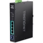 TRENDnet TI-PGM541 TRENDnet 5 Port Rail Switch Industrial Gigabit PoE+ schwarz 