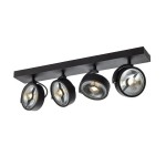 SLV 1002023 KALU, Indoor Wand- und Deckenaufbauleuchte, quad, QPAR111, schwarz, 4x75 W 