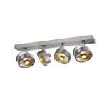 SLV 1002025 KALU, Indoor Wand- und Deckenaufbauleuchte, quad, QPAR111 alu gebürstet 4x75 W 