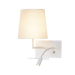 SLV 1003459 SOMNILA FLEX, Indoor LED Wandaufbauleuchte 3000 K weiß Version links inkl.USB Anschluss 