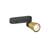 SLV 1008305 PURI 2.0 Dome, Wand- und Deckenaufbauleuchte, Schalter, rechteckig, 1x max. 6 W GU10, schwarz / gold 