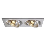 SLV 111382 NEW TRIA, Einbauleuchte, zweiflammig, QPAR111, rechteckig, aluminium gebürstet, max. 150 W, inkl. Clipfedern 