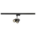 SLV 152230 BIMA, Spot für Hochvolt-Stromschiene 3Phasen, zweiflammig, QPAR51, rund, schwarz matt, max. 100 W, inkl. 3Phasen-Adapter 