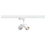 SLV 152231 BIMA, Spot für Hochvolt-Stromschiene 3Phasen, zweiflammig, QPAR51, rund, weiß matt, max. 100 W, inkl. 3Phasen-Adapter 
