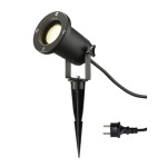 SLV 227410 BIG NAUTILUS, Outdoor Spiessleuchte, QPAR51, IP65, schwarz, max. 11 W, inkl. 1,5 m Kabel mit Stecker 