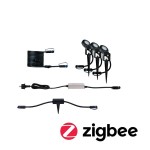 Paulmann 5028 Plug & Shine Bundle Smart Home Zigbee 3.0 LED Gartenstrahler Sting IP67 3000K 3x6W 75VA Anthrazit 