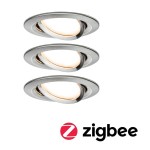 Paulmann 5141 Smart Home Zigbee Bundle Smart Home Zigbee 3.0 Einbauleuchte Nova Coin + Zigbee Cephei schwenkbar rund 84mm 50° Coin 3x6W 3x470lm 230V 2700K Eisen gebürstet 