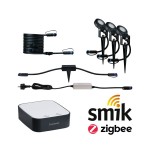 Paulmann 5173 Plug & Shine Preisattraktives Starterset Smart Home smik + LED Erdspieß Sting 3000K 3x6,4W 75VA Weiß#Anthrazit 