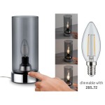Paulmann 770.56 Tischleuchte Pinja E14 max. 20W Chrom#Rauchglas 