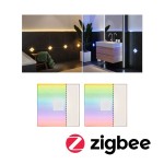 Paulmann 784.12 LumiTiles LED Fliesen Smart Home Zigbee 3.0 Square 2er-Set IP44 100x10mm 2x12lm 230/12V 2x0,8W dimmbar RGBW+ Weiß Kunststoff#Aluminium 