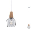 Paulmann 797.45 Neordic Pendelleuchte Ylvie E27 max. 20W Holz#Klar dimmbar Holz#Glas 