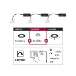 Paulmann 924.77 LED Modul Einbauleuchte Easy Dim Choose Coin 3er-Set rund 51mm Coin 3x6,5W 3x630lm 230V dimmbar 2700K Satin 