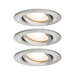 Paulmann 929.00 LED Einbauleuchte Nova Plus Basisset schwenkbar IP65 rund 93mm 30° GU10 3x7W 3x460lm 230V dimmbar 2700K Eisen gebürstet 