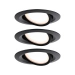 Paulmann 930.82 LED Einbauleuchte Nova Plus Coin Basisset schwenkbar IP65 rund 93mm 30° Coin 3x6W 3x470lm 230V dimmbar 2700K Schwarz matt 