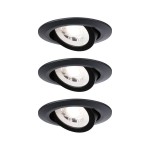 Paulmann 933.67 LED Einbauleuchte 3 Stück schwenkbarar 3000K 3x4,8W 230V Schwarz matt schwenkbarar 