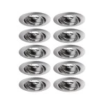 Paulmann 933.99 Einbauleuchte Base Basisset schwenkbar rund 90mm 20° GU10 max. 10W 230V dimmbar Eisen gebürstet 