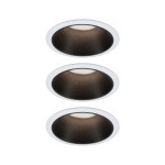 Paulmann 934.02 LED Einbauleuchte 3-Step-Dim Cole Coin Basisset IP44 rund 88mm Coin 3x6W 3x470lm 230V dimmbar 2700K Weiß#Schwarz matt 