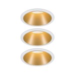 Paulmann 934.06 LED Einbauleuchte 3-Step-Dim Cole Coin Basisset IP44 rund 88mm Coin 3x6W 3x460lm 230V dimmbar 2700K Weiß#Gold matt 
