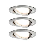Paulmann 934.83 LED Einbauleuchte 3-Step-Dim Nova Coin Basisset schwenkbar rund 84mm 50° Coin 3x6W 3x470lm 230V dimmbar 2700K Eisen gebürstet 