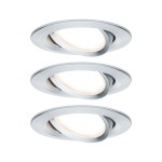 Paulmann 934.87 LED Einbauleuchte 3-Step-Dim Nova Coin Basisset schwenkbar rund 84mm 50° Coin 3x6W 3x470lm 230V dimmbar 2700K Alu gedreht 