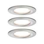 Paulmann 934.94 LED Einbauleuchte 3-Step-Dim Nova Coin Basisset starr IP44 rund 78mm Coin 3x6W 3x470lm 230V dimmbar 2700K Eisen gebürstet 