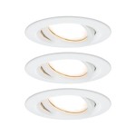 Paulmann 936.82 LED Einbauleuchte Nova Plus Coin Basisset schwenkbar IP65 rund 93mm 30° Coin 3x6W 3x470lm 230V dimmbar 2700K Weiß matt 