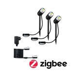 Paulmann 942.84 Plug & Shine LED Gartenstrahler Smart Home Zigbee 3.0 Pike Basisset IP65 RGBW+ 3x4,2W 21VA Anthrazit 