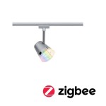 Paulmann 955.25 URail Schienenspot Smart Home Zigbee 3.0 Cone Einzelspot inkl. RGBW Leuchtmittel GU10 350lm 5,5W RGBW+ dimmbar 230V Chrom matt 