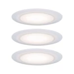 Paulmann 999.40 Premium LED Einbauleuchte Suon Basisset IP44 rund 90mm 3x5W 3x450lm 230V dimmbar 2700K Satin#Weiß 