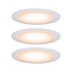 Paulmann 999.42 Premium LED Einbauleuchte Dim to Warm Suon Basisset IP44 rund 90mm 3x5W 3x450lm 230V dimmbar Dim to warm Satin#Weiß 