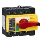 Schneider 28917 Lasttrennsch. INS40,4P, 40A/690V AC/250V DC,Drehantrieb rot/Grund gelb 