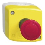 Schneider XALK178E Aufbaugehäuse, Harmony XALK, Kunststoff, hellgrau, gelb, 1 Not-Aus-Schalter, Drehentriegelung, 1S+1Ö 