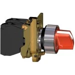 Schneider XB4BK124M5 Leuchtwahlschalter, Harmony XB4, Metall, 22mm, rot, universelle LED, 2 Stellungen, 1S+1Ö, 230-240V AC 