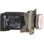 Schneider XB4BV31 Leuchtmelder, Harmony XB4, Metall, 22mm, weiß, mit Trafo, Glühlampe BA9s, glatte Kalotte, Schraubklemme, 120V AC 
