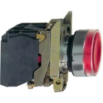Schneider XB4BW34M5 Leuchtdrucktaster, Harmony XB4, Metall, 22mm, rot, unbeschriftet, universelle LED, glatte Kalotte, 1S+1Ö, 230-240V AC 